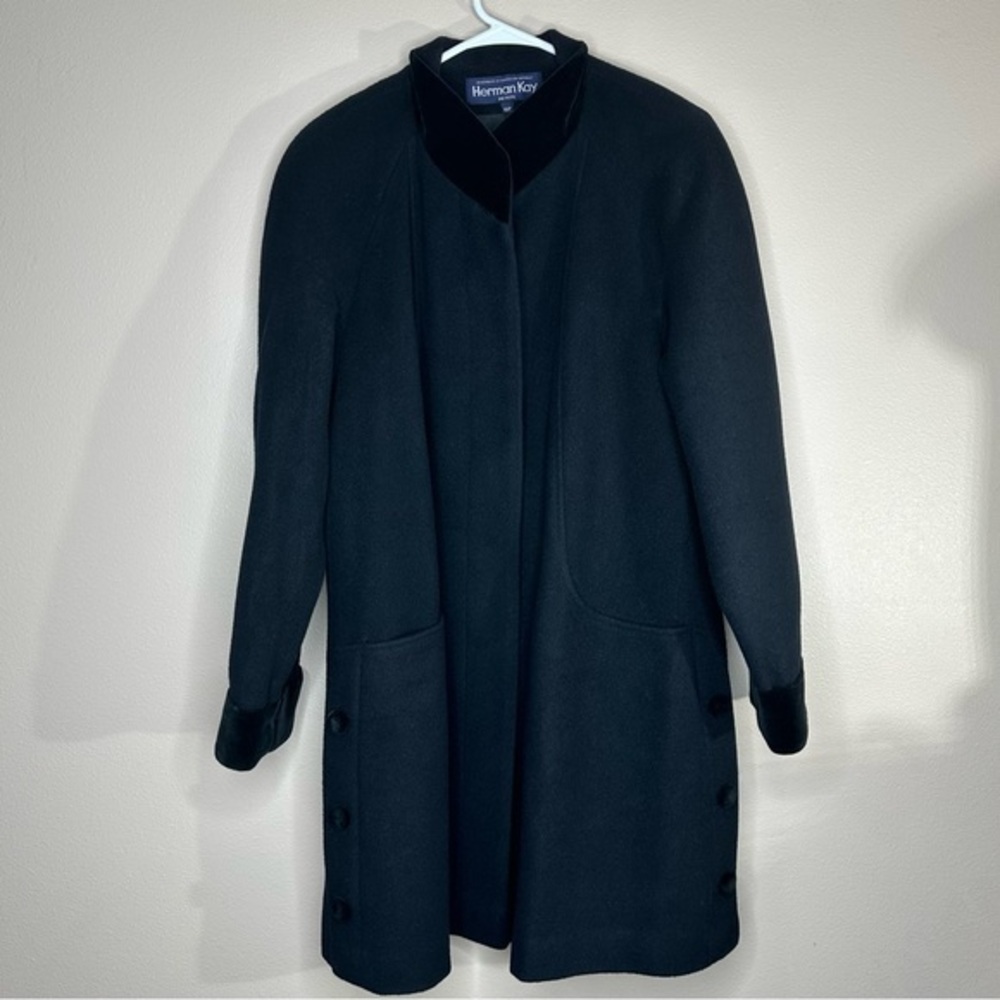 Herman Kay Wool Velvet Single Breasted‎ Women’s Size 10P Long Sleeve Button Coat
